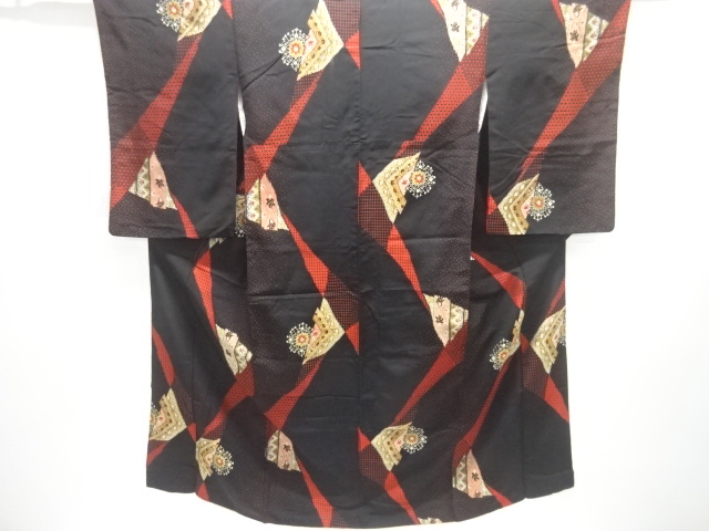 JAPANESE KIMONO / ANTIQUE TAISHO ROMANTICISM: FLORAL PATTERN WOVEN KIM